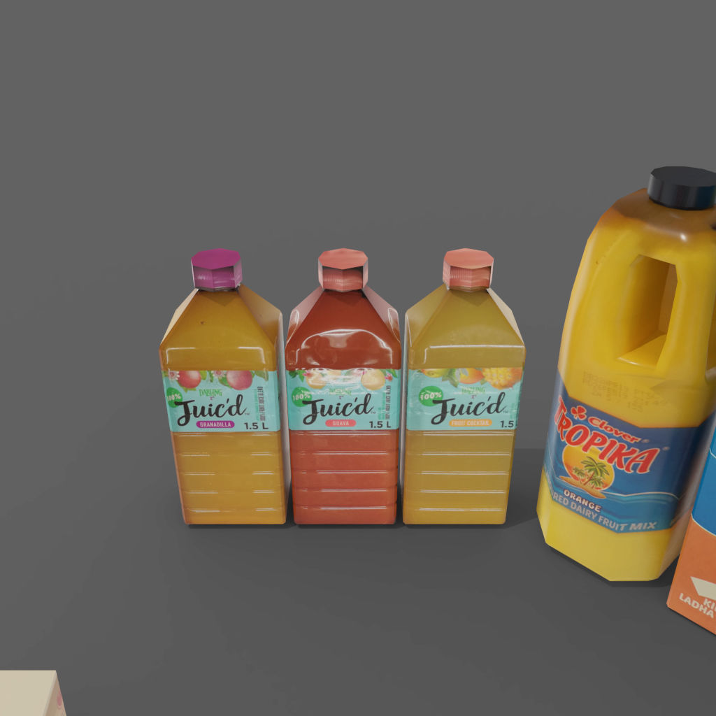 juice bottles butter tubs cold store refrigerated stock Low-poly 3D model_6