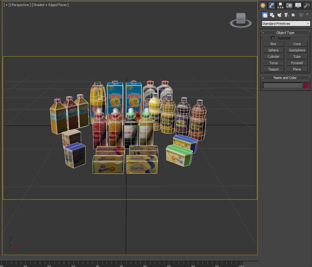 juice bottles butter tubs cold store refrigerated stock Low-poly 3D model_7