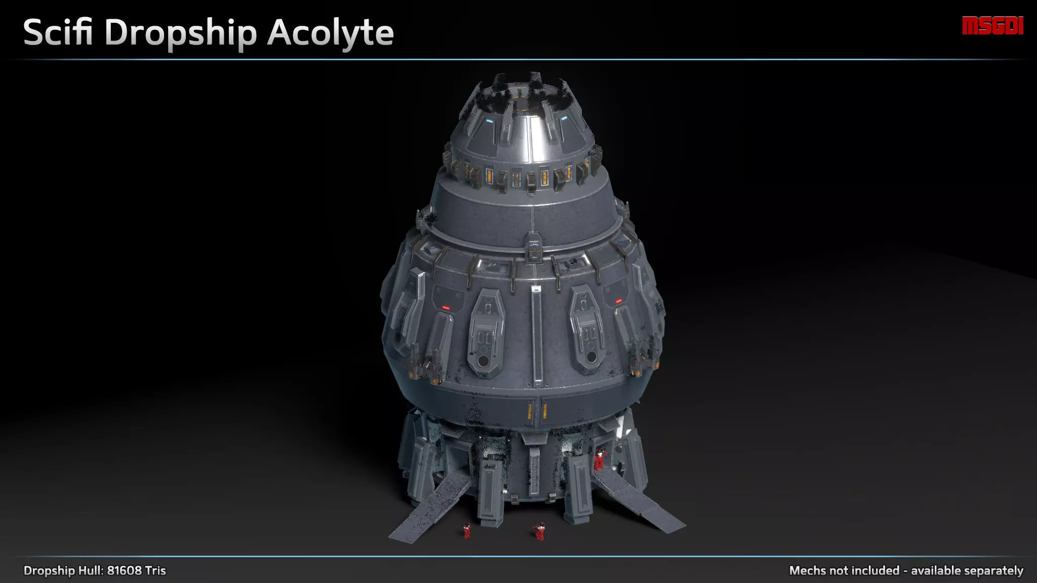 Scifi Dropship Acolyte Low-poly 3D model_0