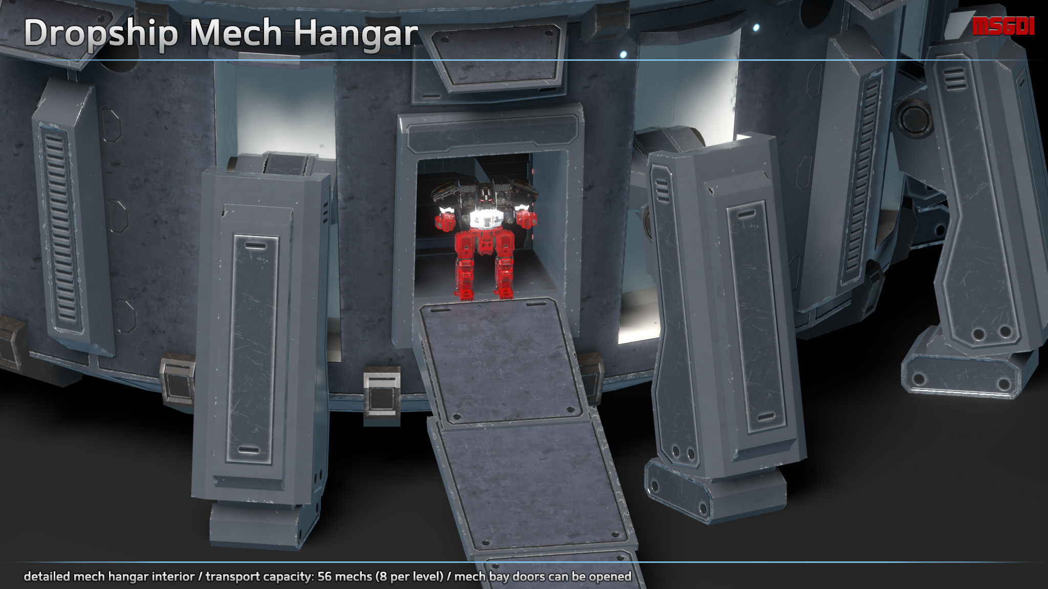 Scifi Dropship Acolyte Low-poly 3D model_2