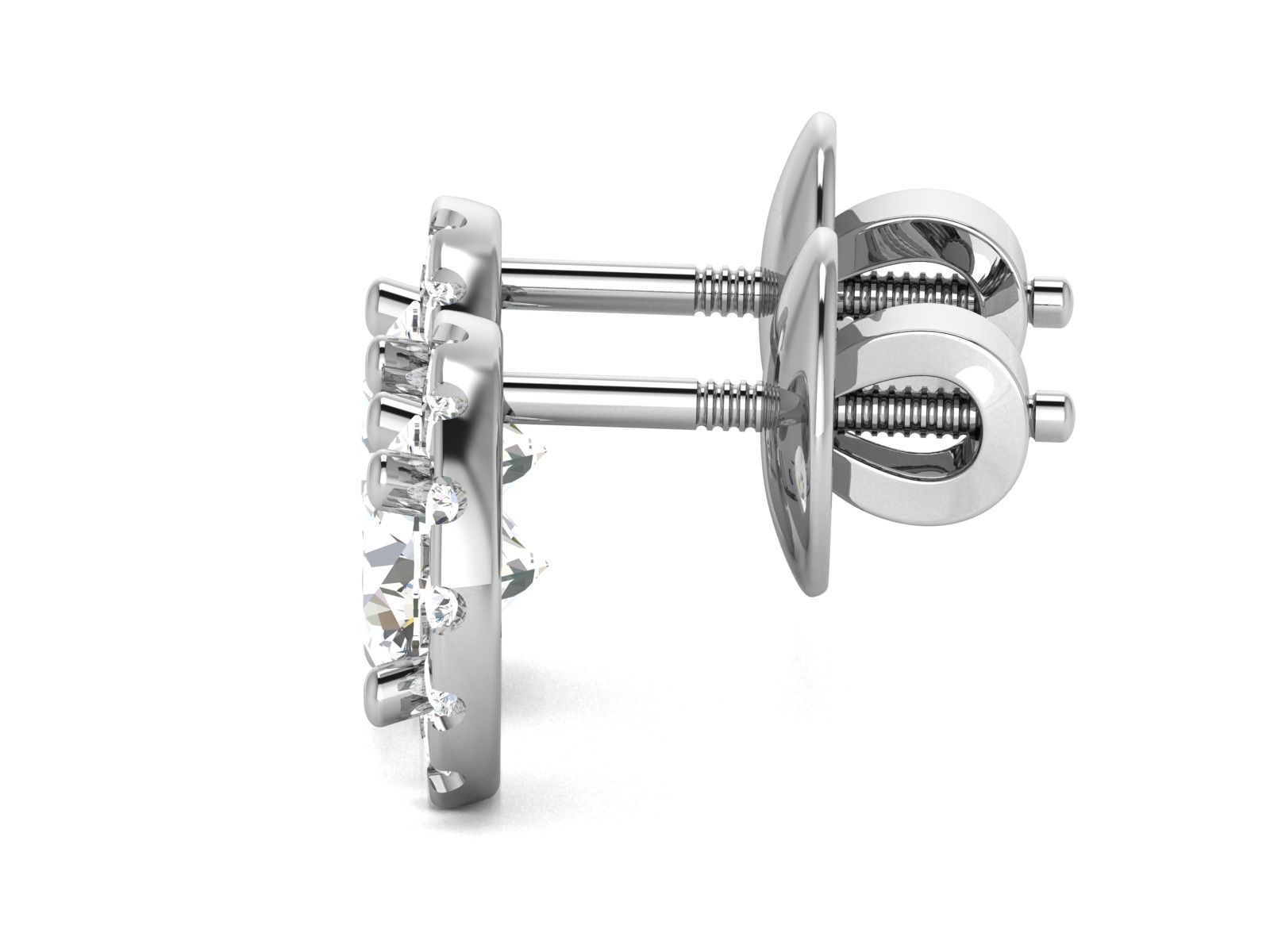 Solitaire earrings 3dm stl render detail 3D print model 3D print model_6