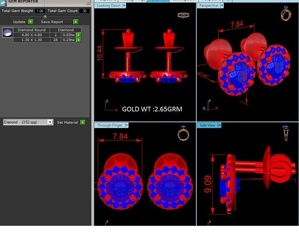 Solitaire earrings 3dm stl render detail 3D print model 3D print model_1