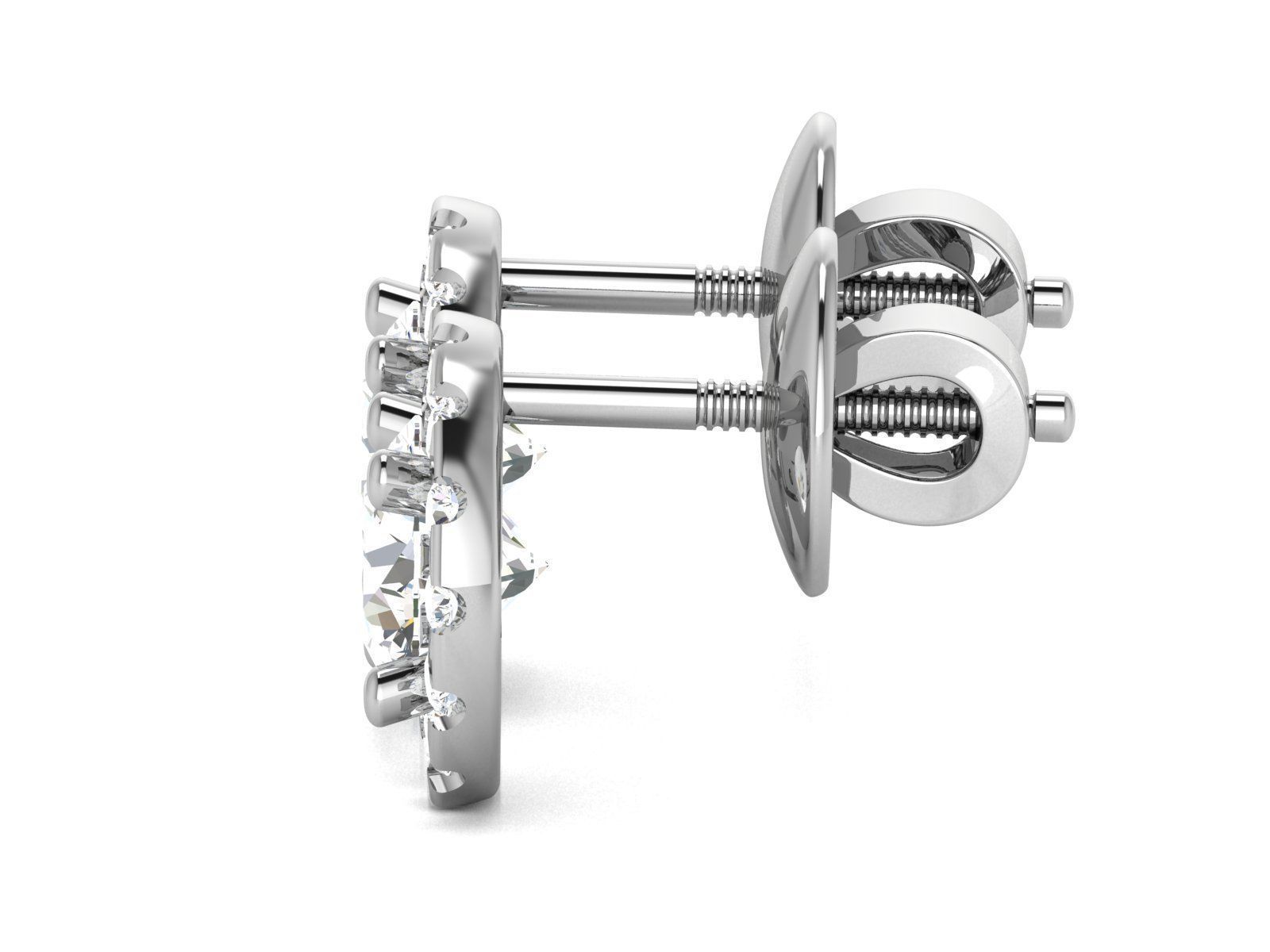 Solitaire earrings 3dm stl render detail 3D print model 3D print model_5