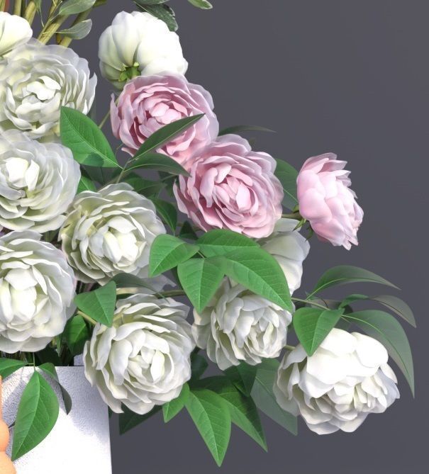 Realistic Collection of Peonies Bouquet in Vases 3D model_16