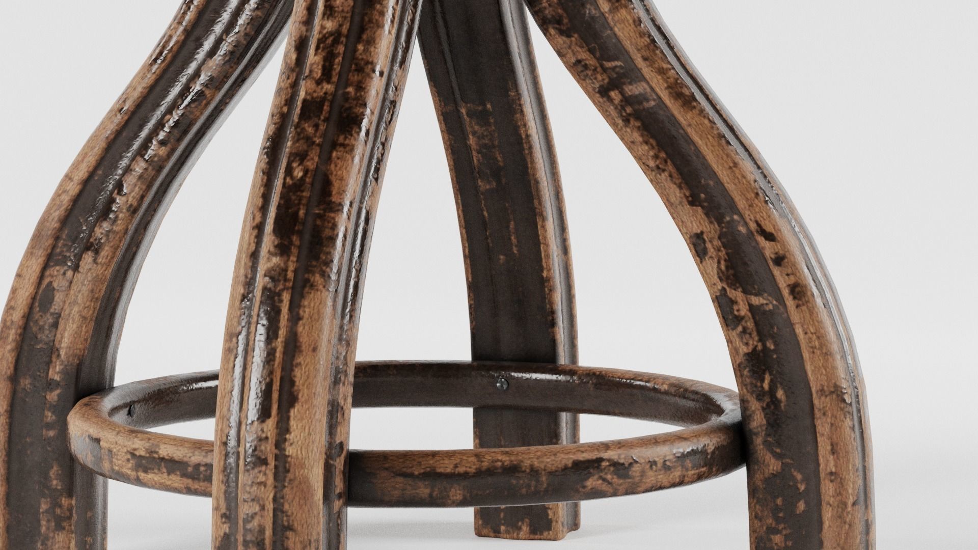 VINTAGE DARK BROWN THONET STYLE TABLE with 2 texture sets Low-poly 3D model_7