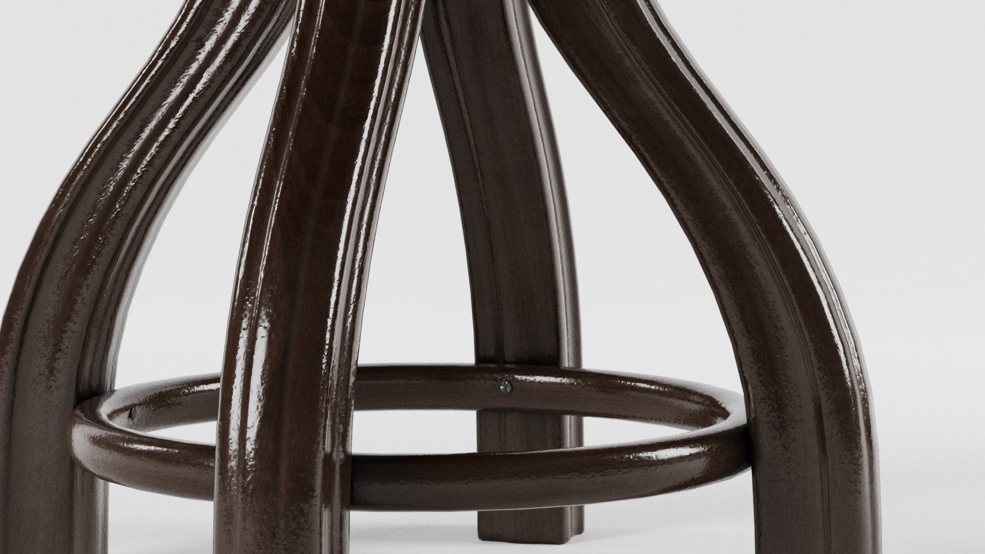 VINTAGE DARK BROWN THONET STYLE TABLE with 2 texture sets Low-poly 3D model_2