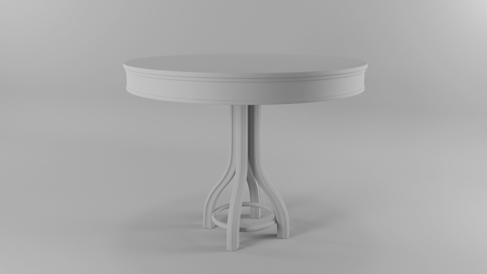 VINTAGE DARK BROWN THONET STYLE TABLE with 2 texture sets Low-poly 3D model_11