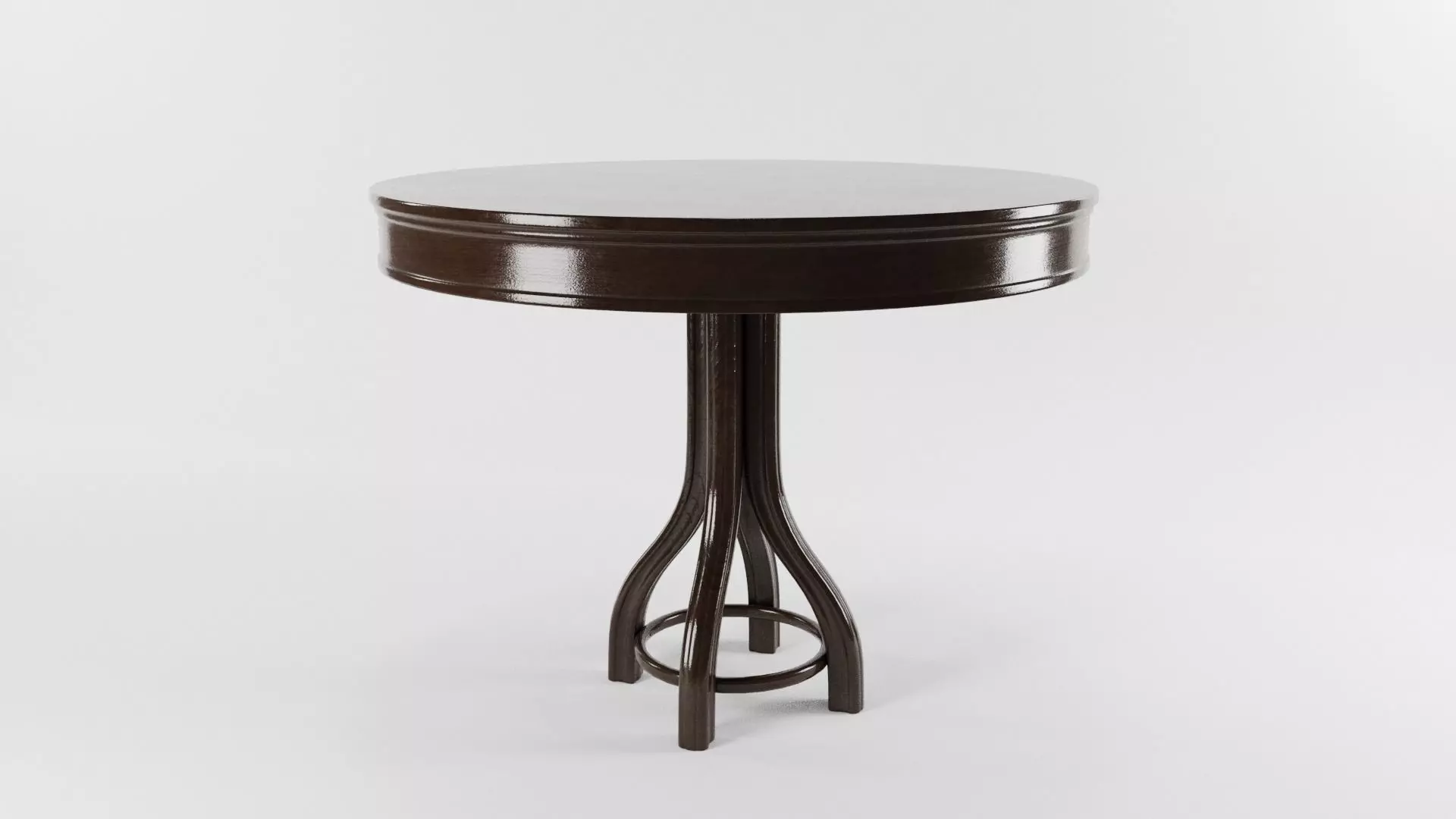 VINTAGE DARK BROWN THONET STYLE TABLE with 2 texture sets Low-poly 3D model_0