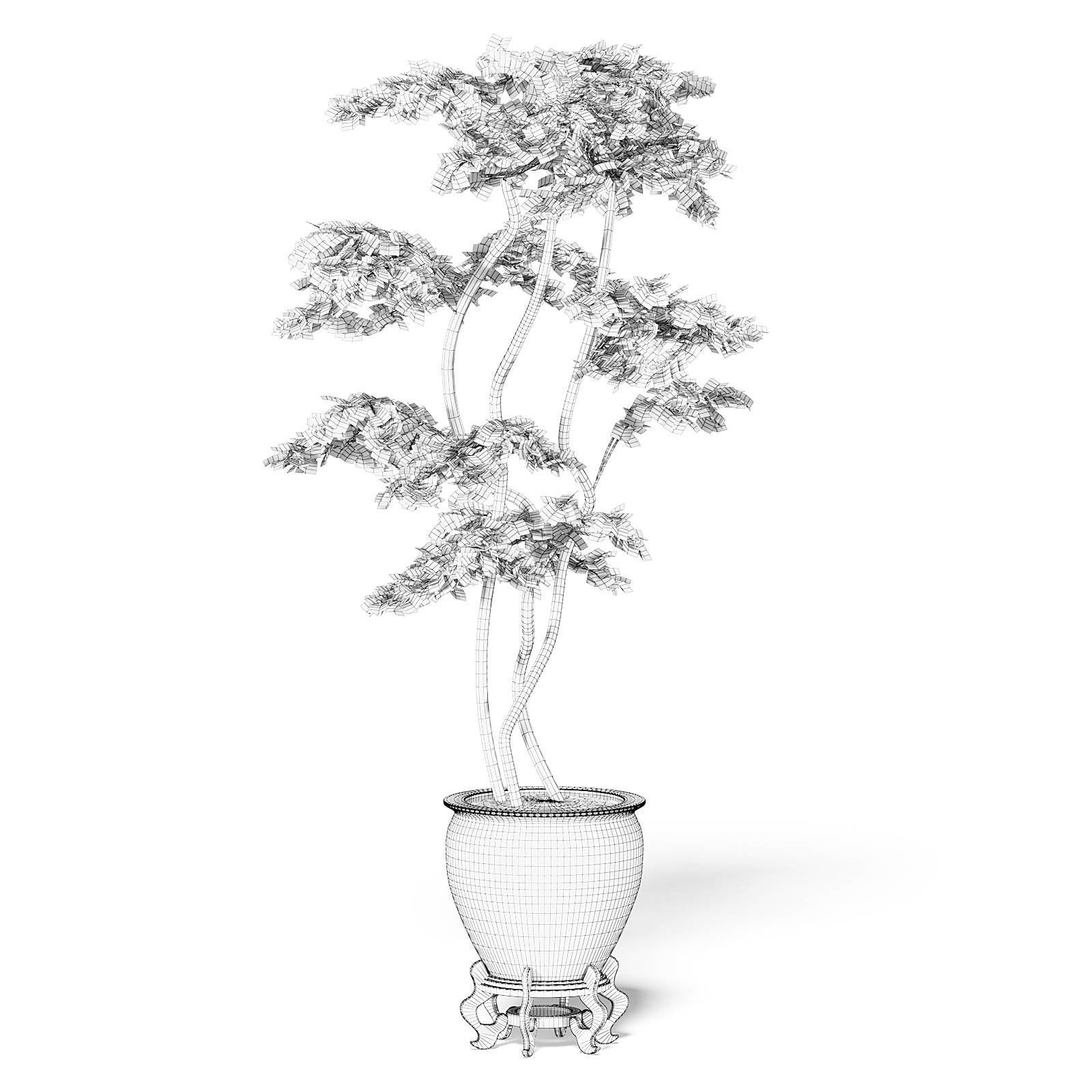 Tree in Metal Pot 3D Model 3D model_4