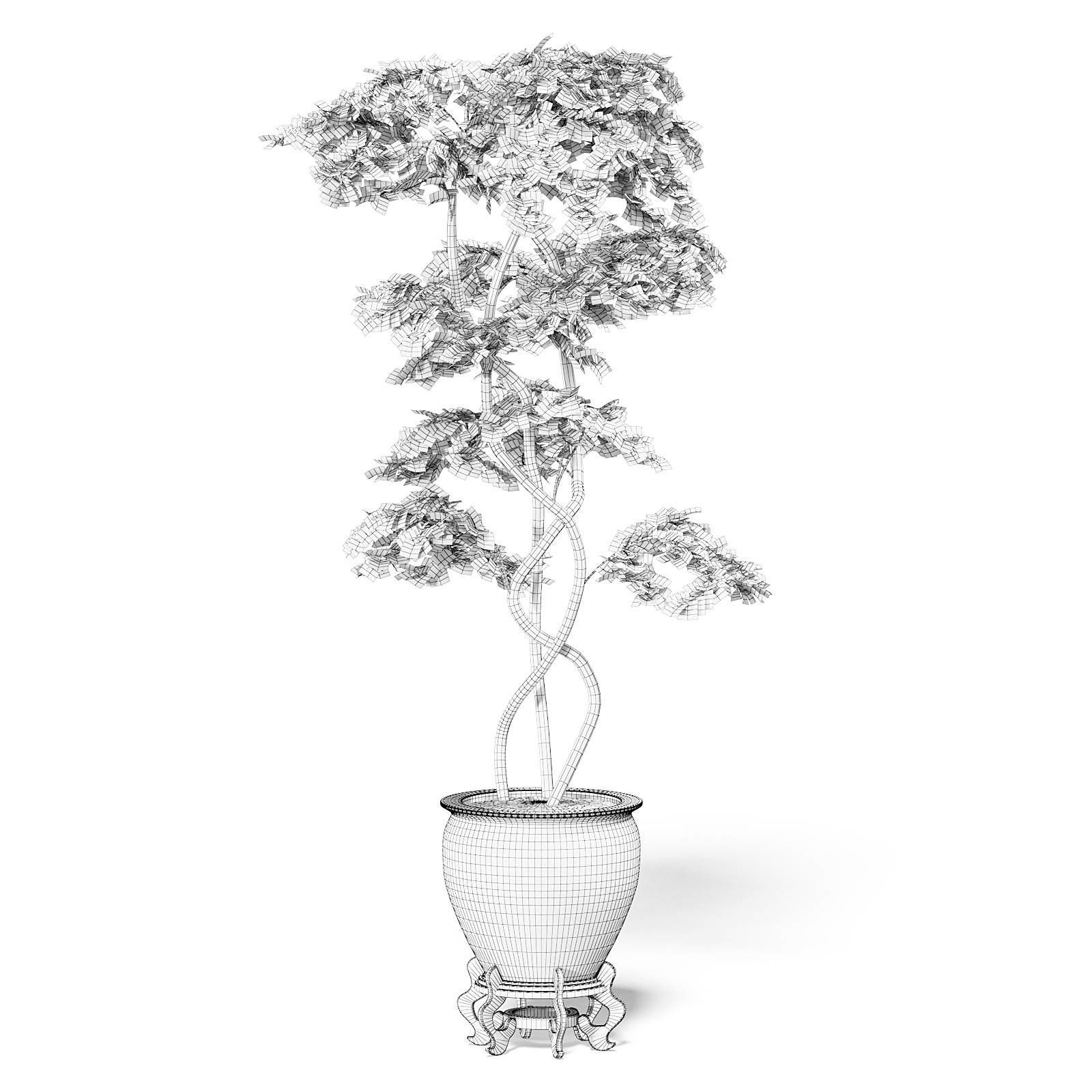 Tree in Metal Pot 3D Model 3D model_6