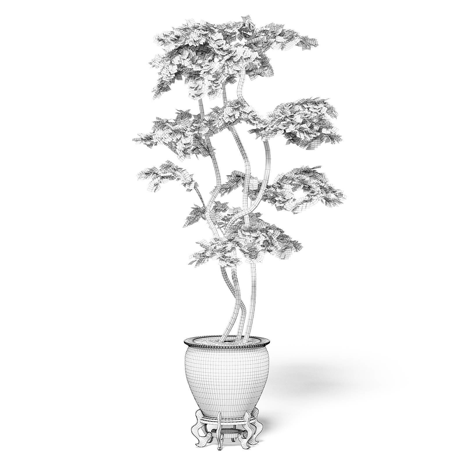 Tree in Metal Pot 3D Model 3D model_1