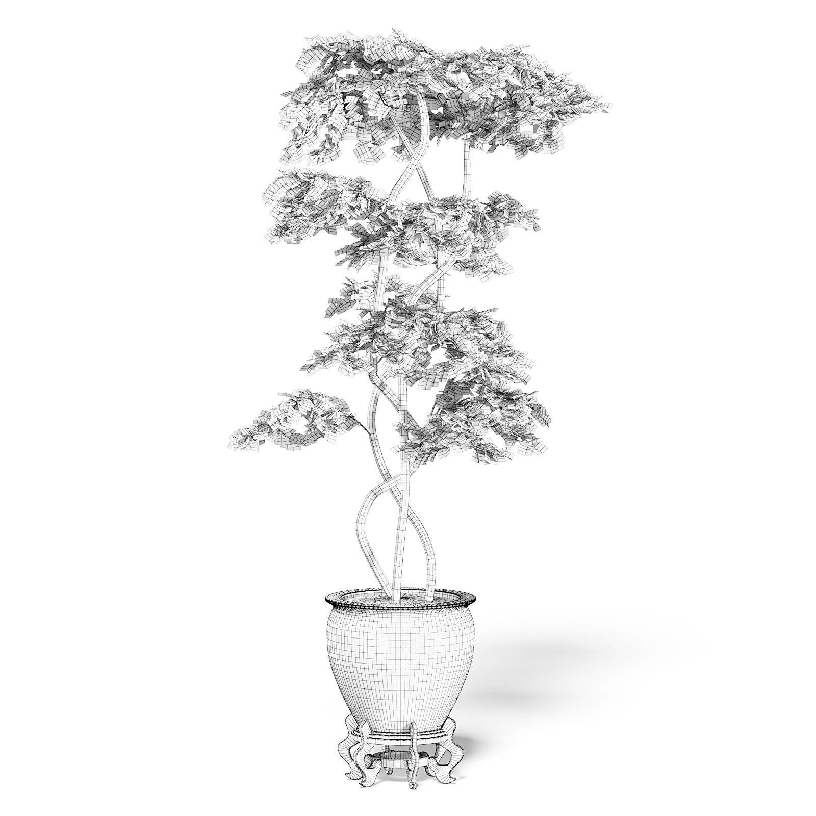 Tree in Metal Pot 3D Model 3D model_2