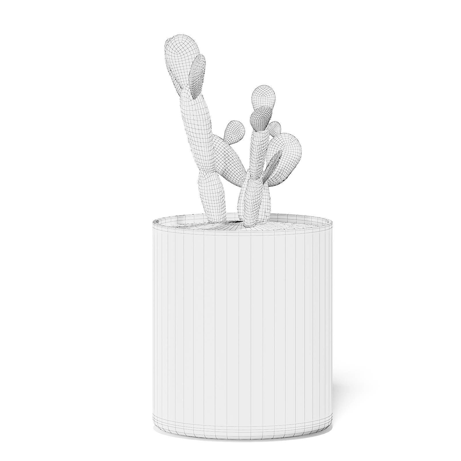 Cactus 3D Model in Metal Pot 3D model_6