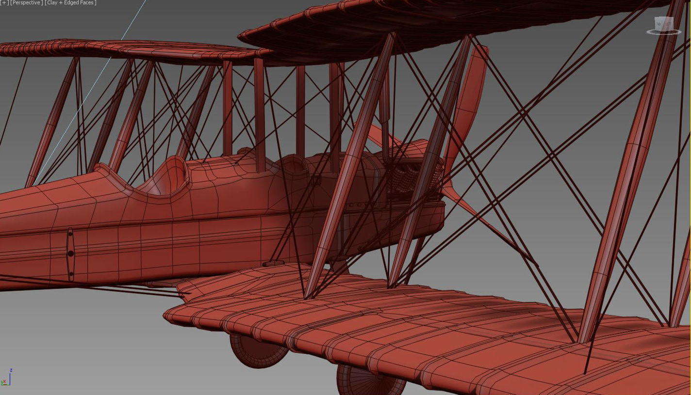 Royal Aircraft Factory BE2c Clay 3D model_7