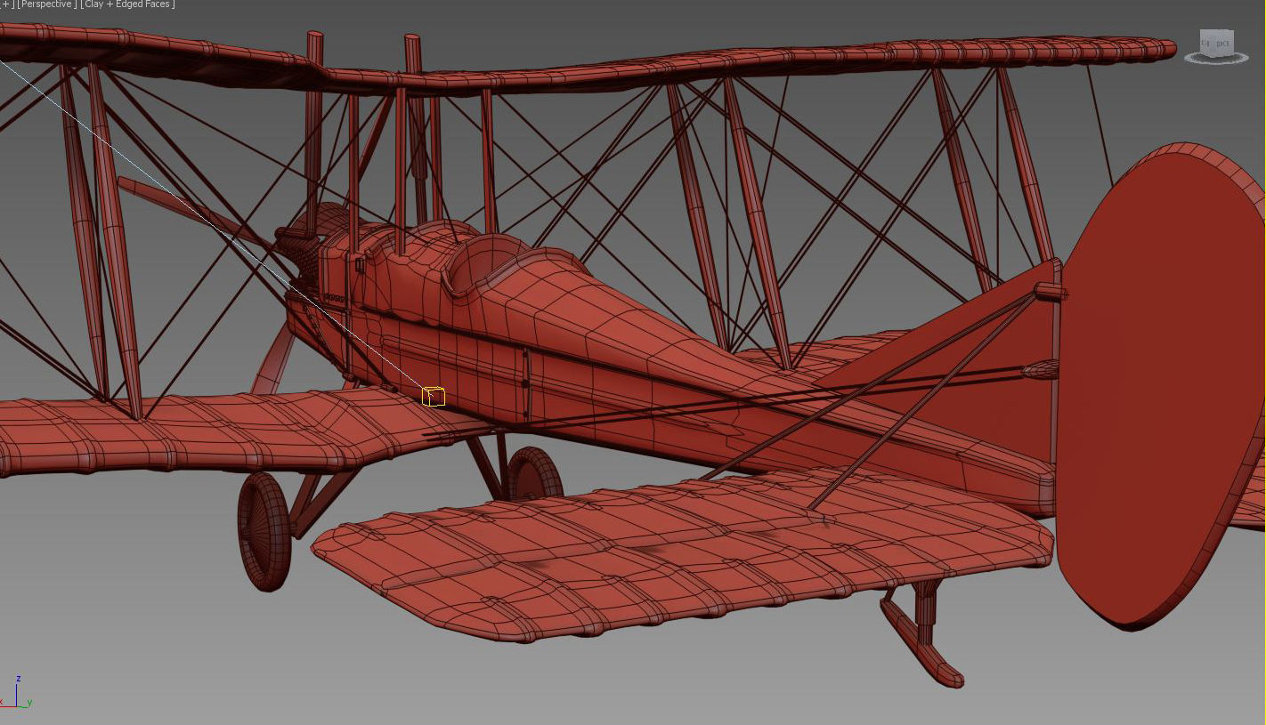 Royal Aircraft Factory BE2c Clay 3D model_6