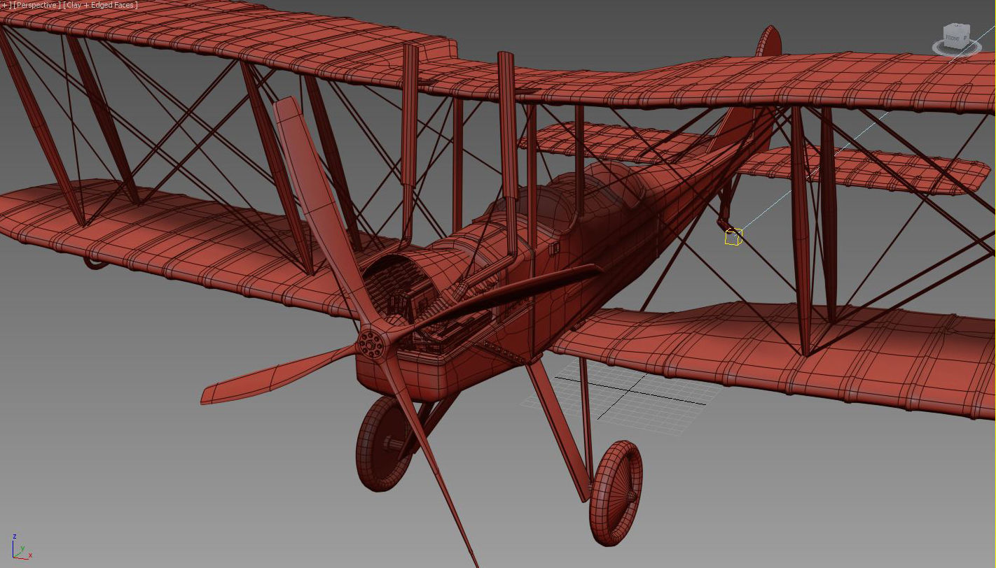Royal Aircraft Factory BE2c Clay 3D model_5