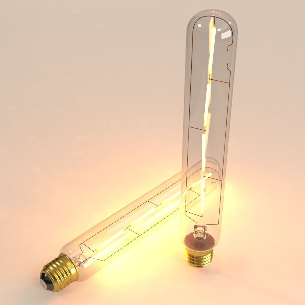 Decorative Edison Tube Bulb 185mm LED E24 3D model_1