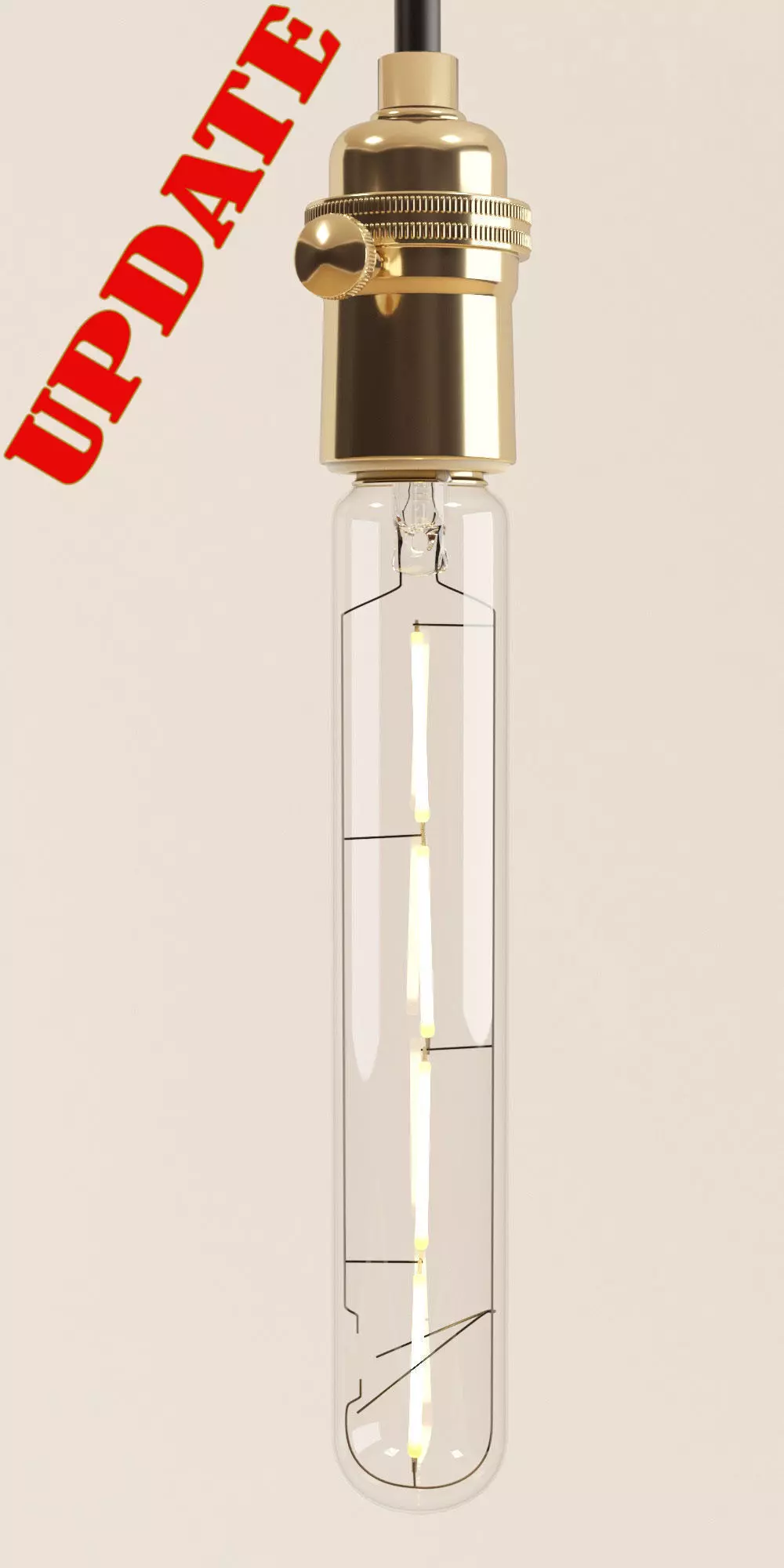 Decorative Edison Tube Bulb 185mm LED E24 3D model_0