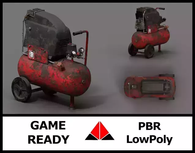 Air compressor 4 Low-poly 3D model