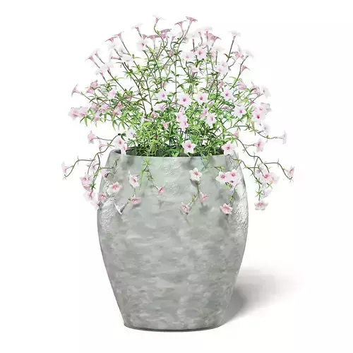 Pink Flowers 3D Model in Ceramic Pot