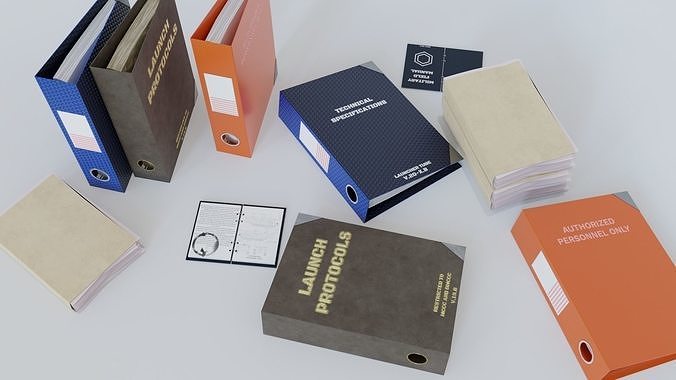 Military Binders and Files Low-poly 3D model