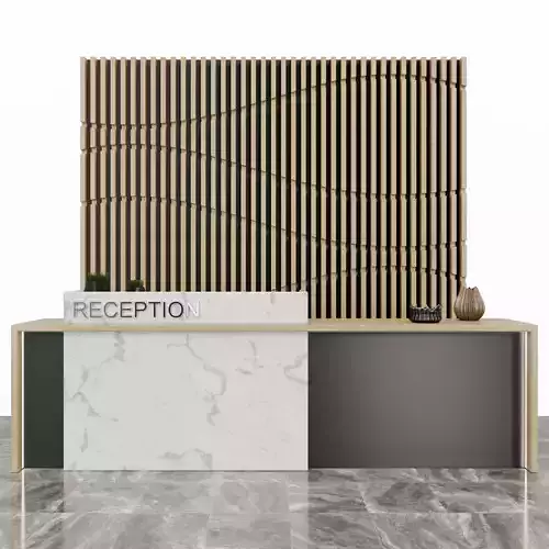 Reception desk with wave pattern
