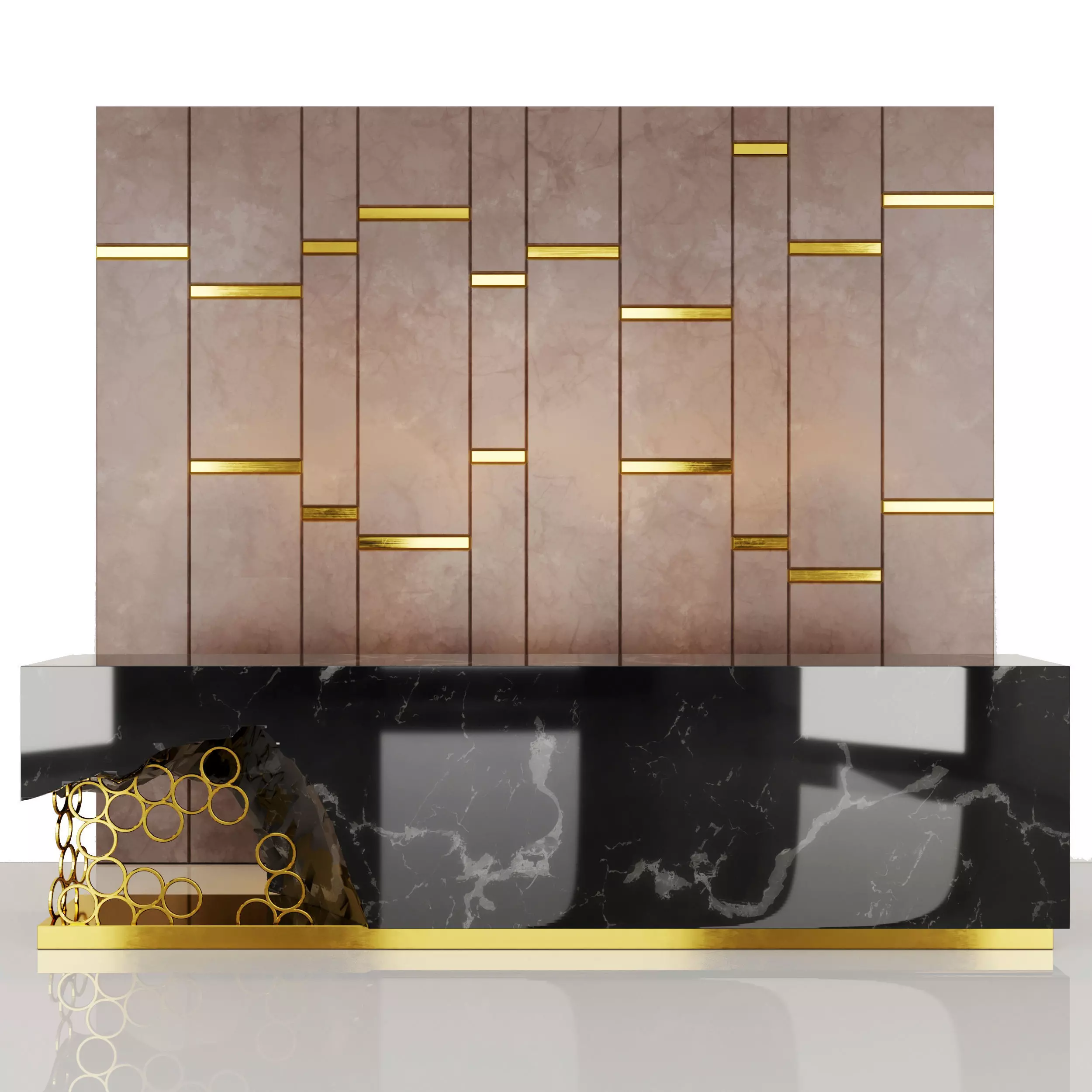 Reception marble wall 3D model_0