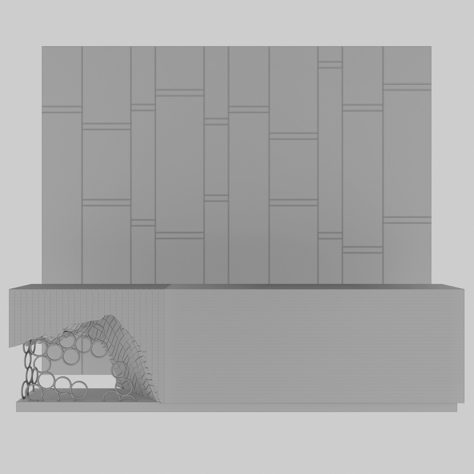 Reception marble wall 3D model_2