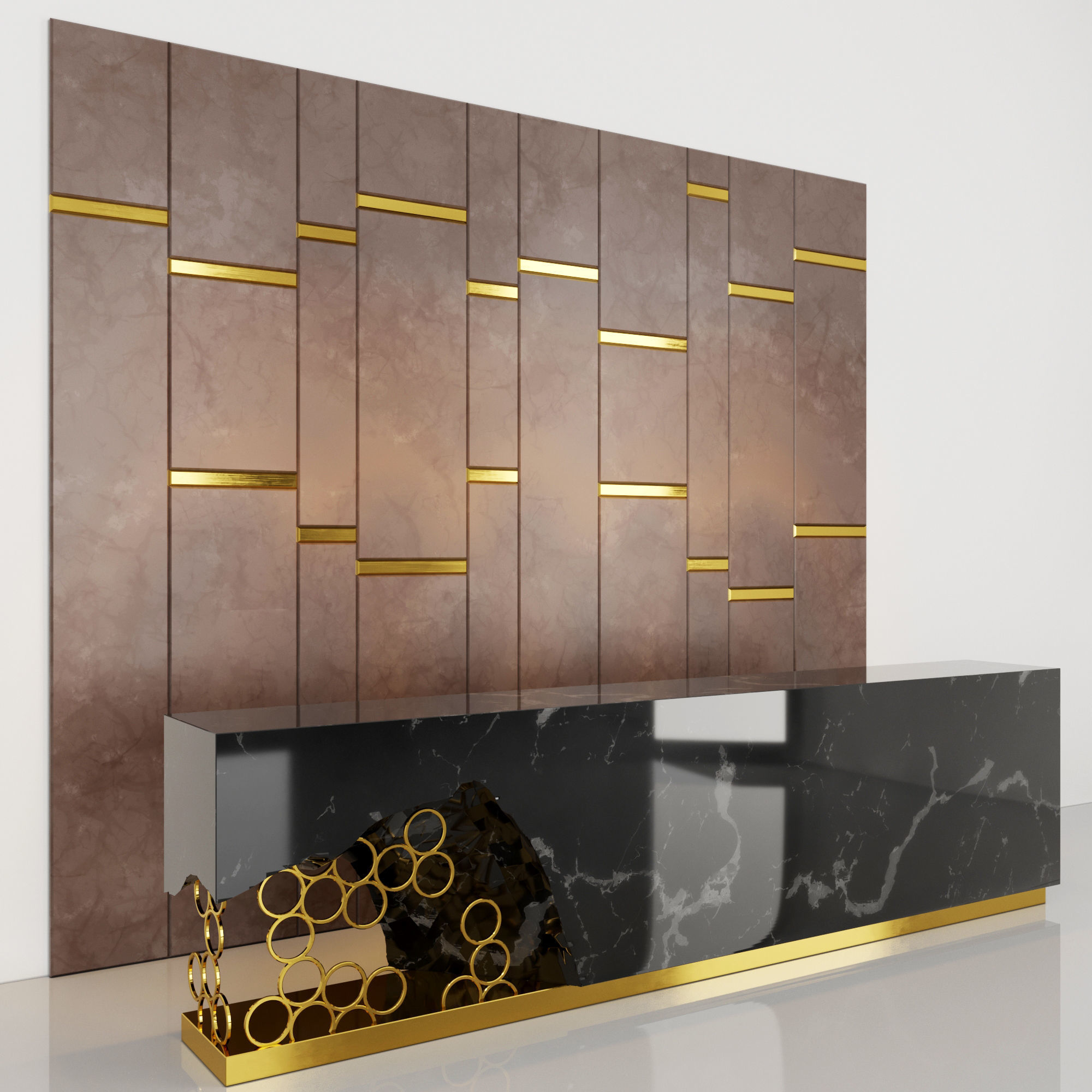 Reception marble wall 3D model_1