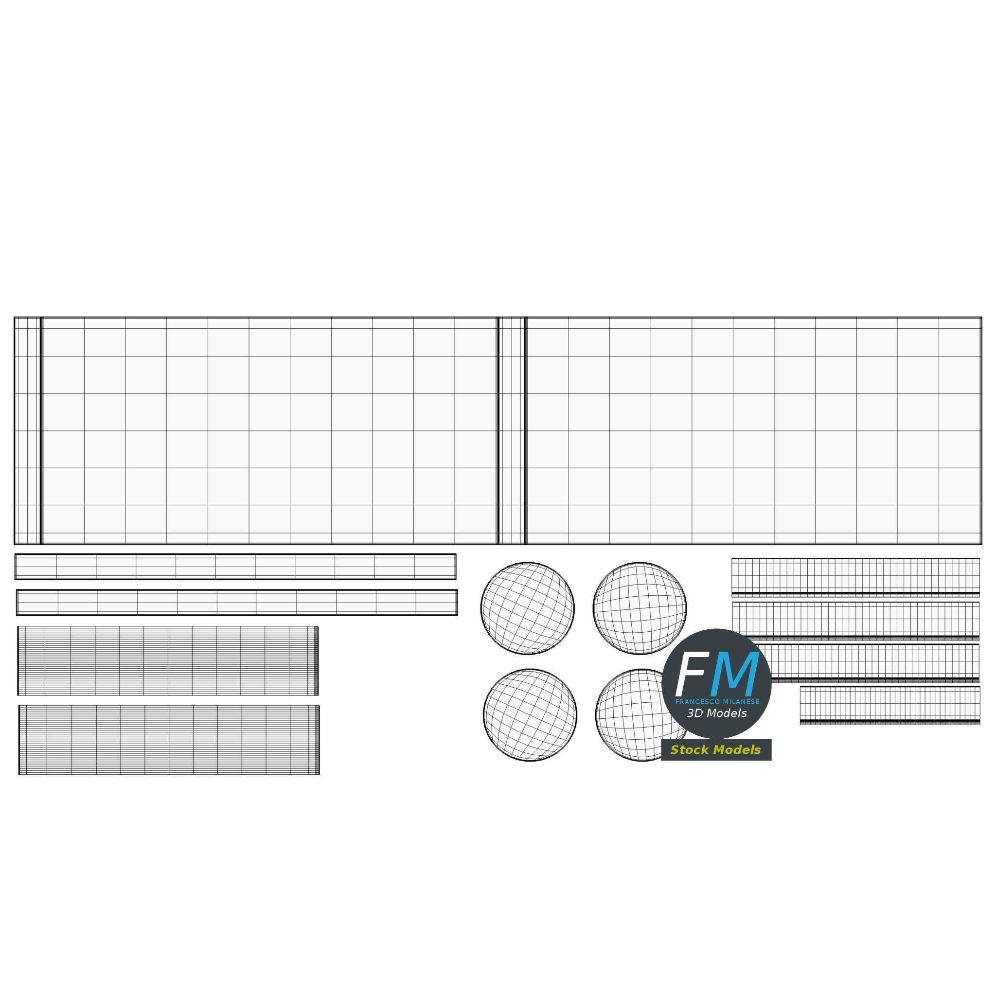 Double bar table 3D model_11