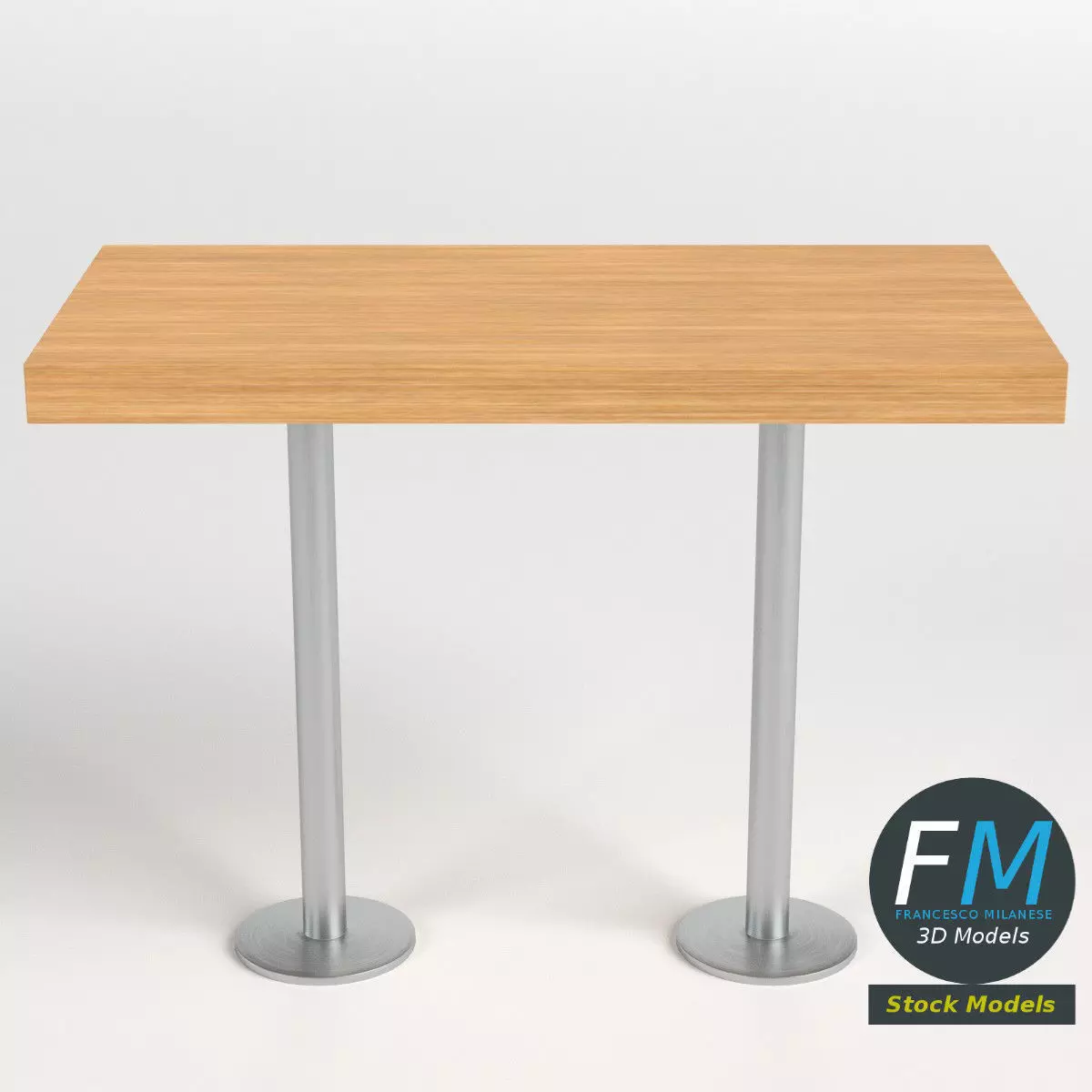 Double bar table 3D model_0