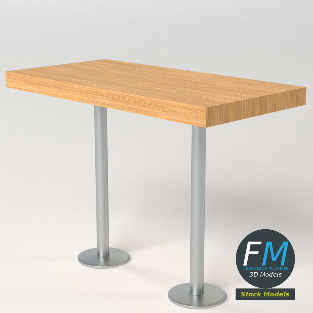 Double bar table 3D model_5