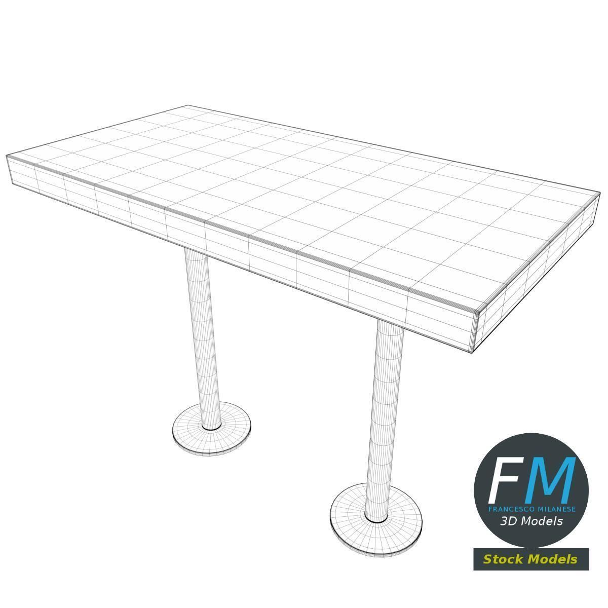 Double bar table 3D model_7