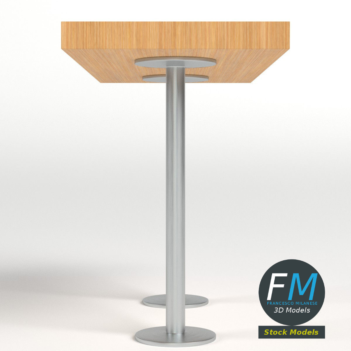 Double bar table 3D model_4