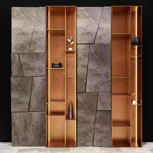 Shelf 3D model bookcase with glass shelves