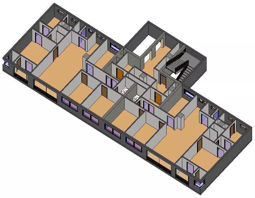 Apartment floor plan of dormitory 3D model