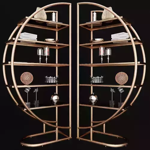 Shelf 3D model gold and