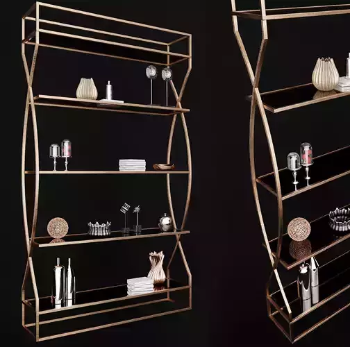 Shelf 3D model with glassware