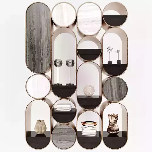 Shelf 3D model bookcase made of metal and marble