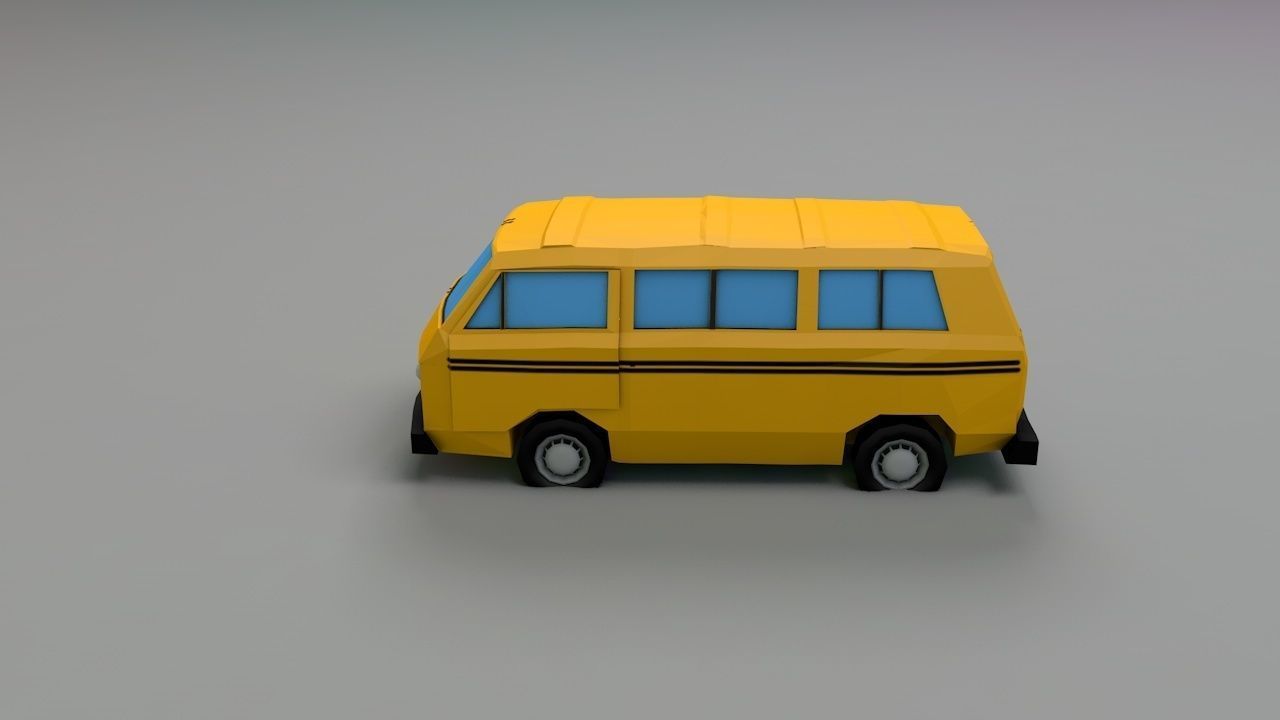 VW Van low poly Low-poly 3D model_6