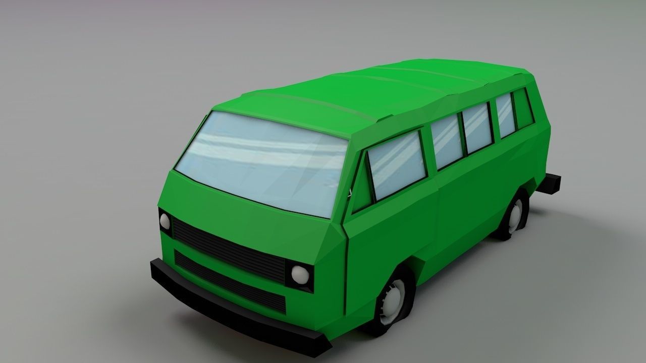 VW Van low poly Low-poly 3D model_3