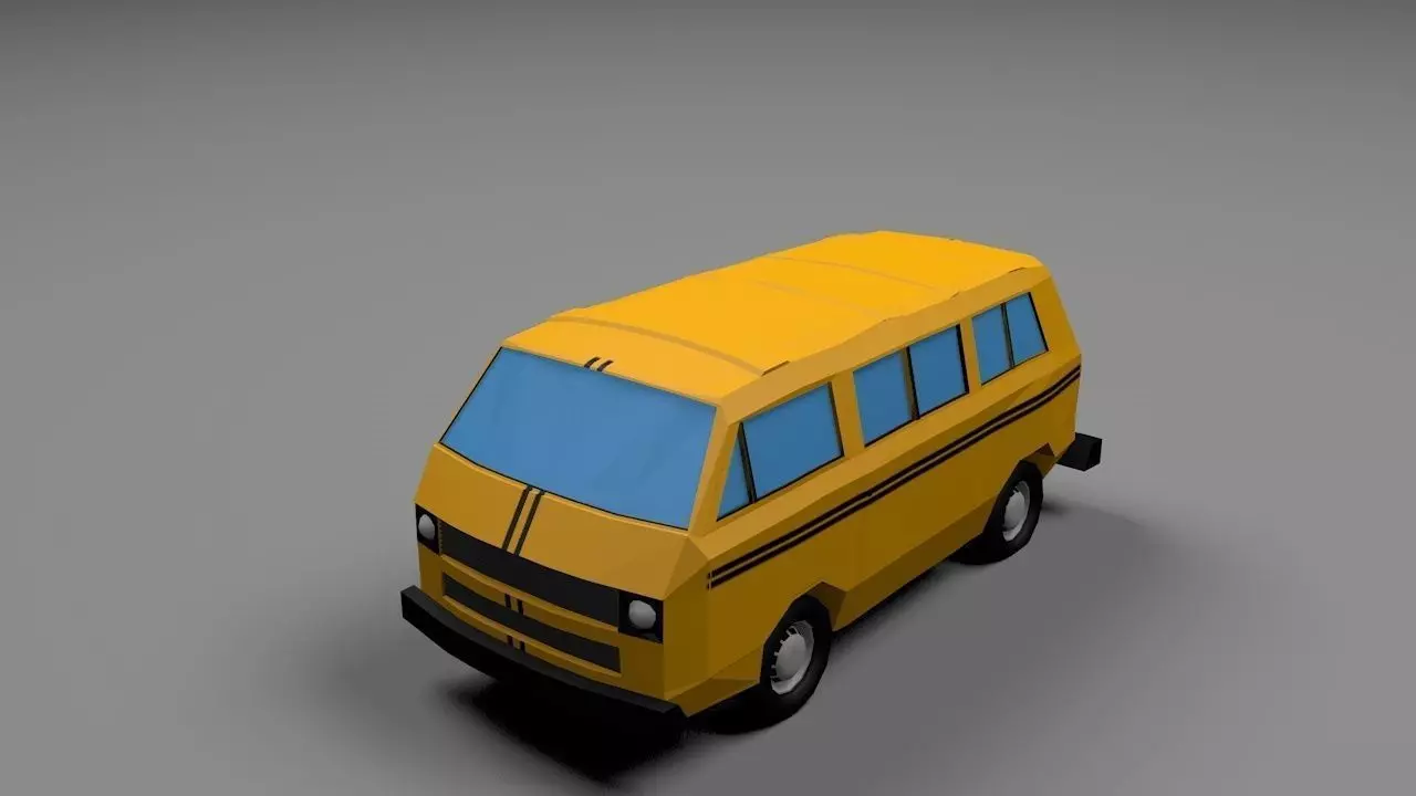 VW Van low poly Low-poly 3D model_0
