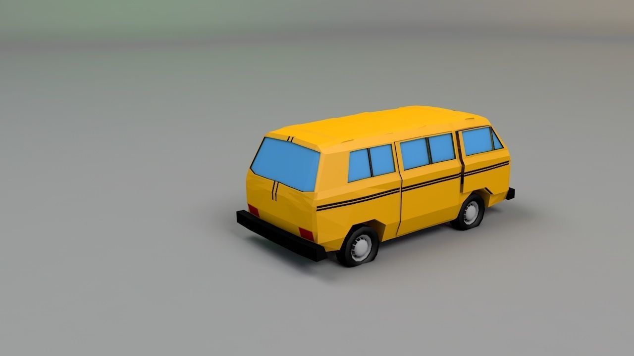 VW Van low poly Low-poly 3D model_4