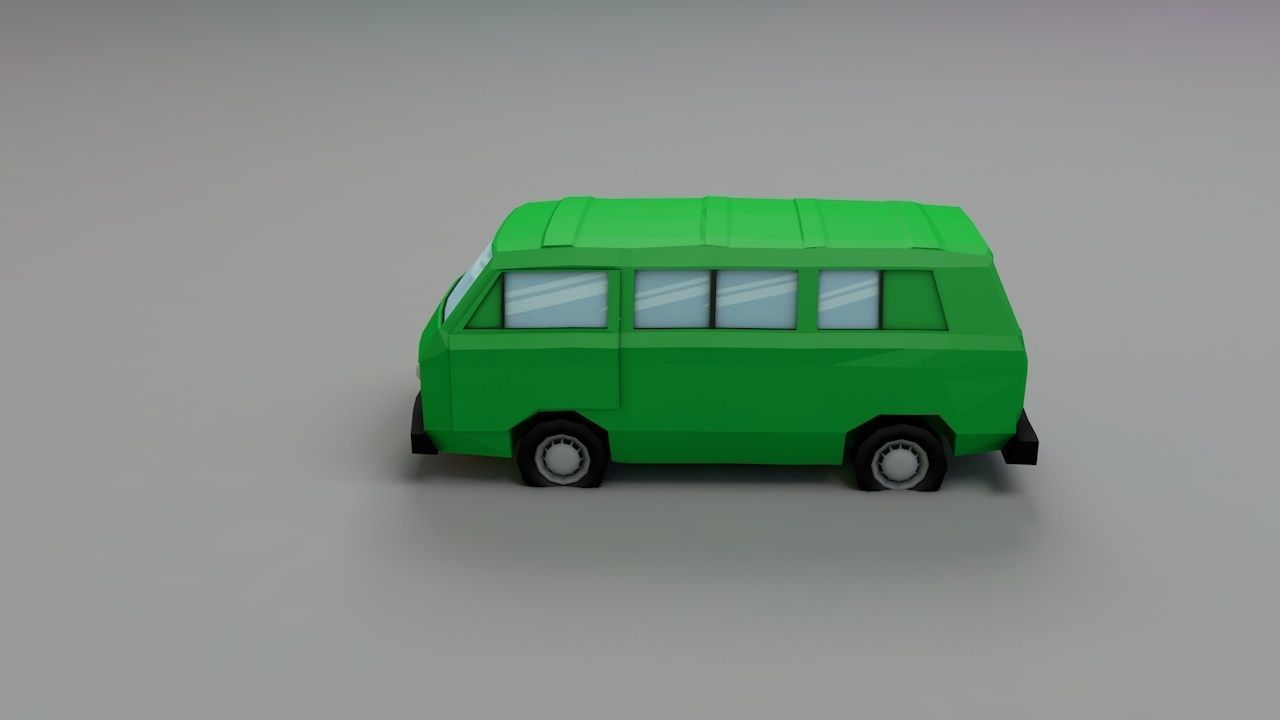 VW Van low poly Low-poly 3D model_2