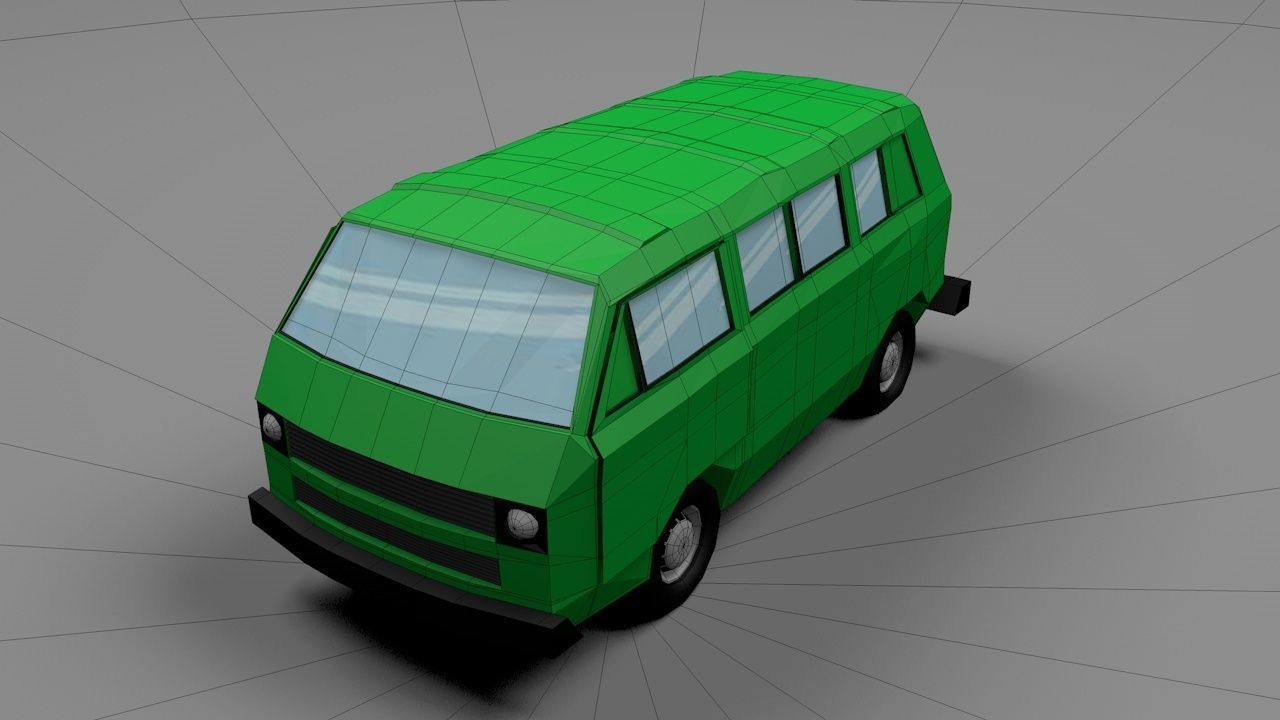 VW Van low poly Low-poly 3D model_1