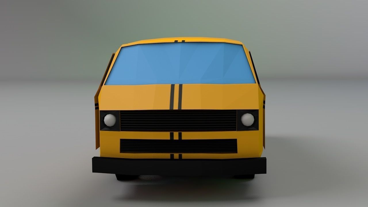 VW Van low poly Low-poly 3D model_7