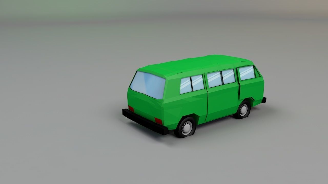 VW Van low poly Low-poly 3D model_5