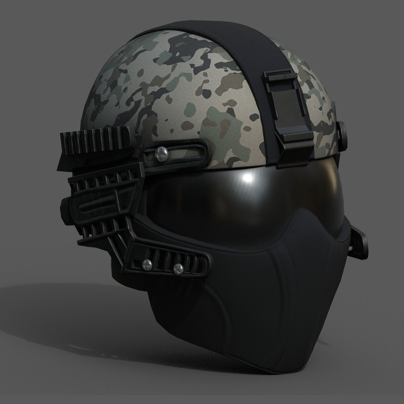Helmet scifi military combat 3d model low poly fantasy Low-poly 3D model_2