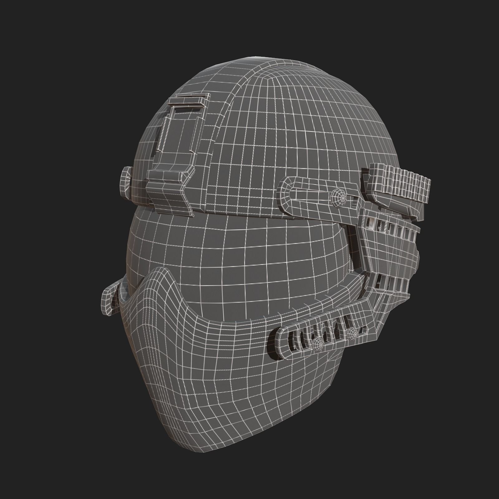 Helmet scifi military combat 3d model low poly fantasy Low-poly 3D model_9