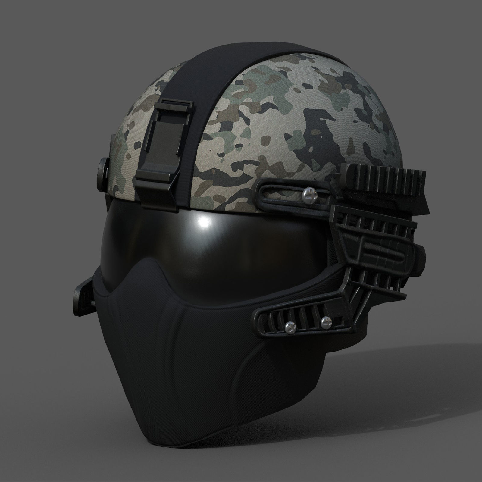 Helmet scifi military combat 3d model low poly fantasy Low-poly 3D model_3